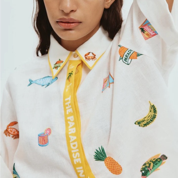 ALEMAIS BLUE MARLIN EMBROIDERED SHIRT & SKIRT - Picture 5 of 8